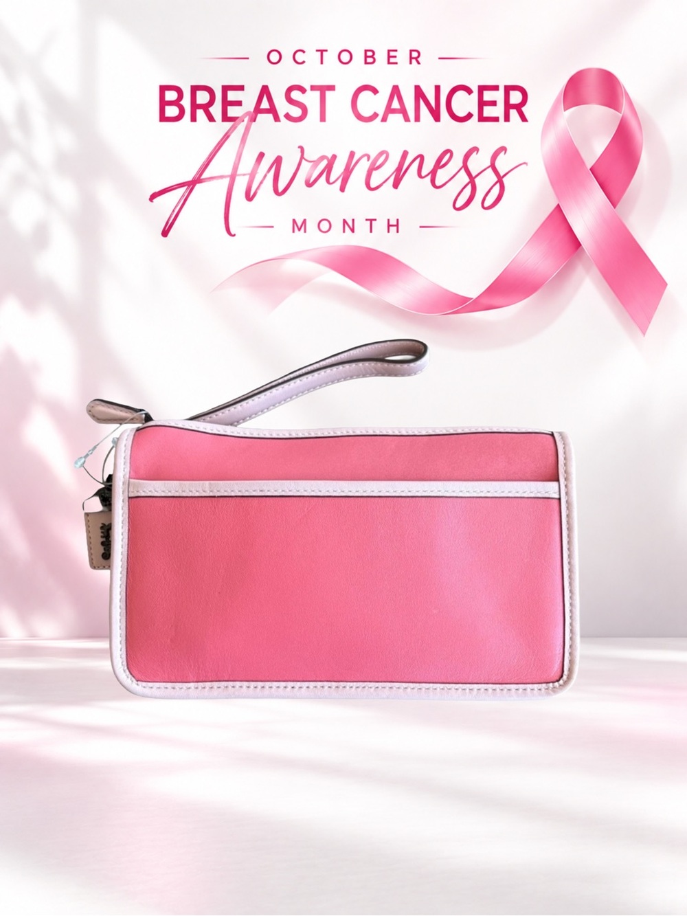 Coach 1941 Colorblock Britt Wristlet - Breast Cancer Awareness